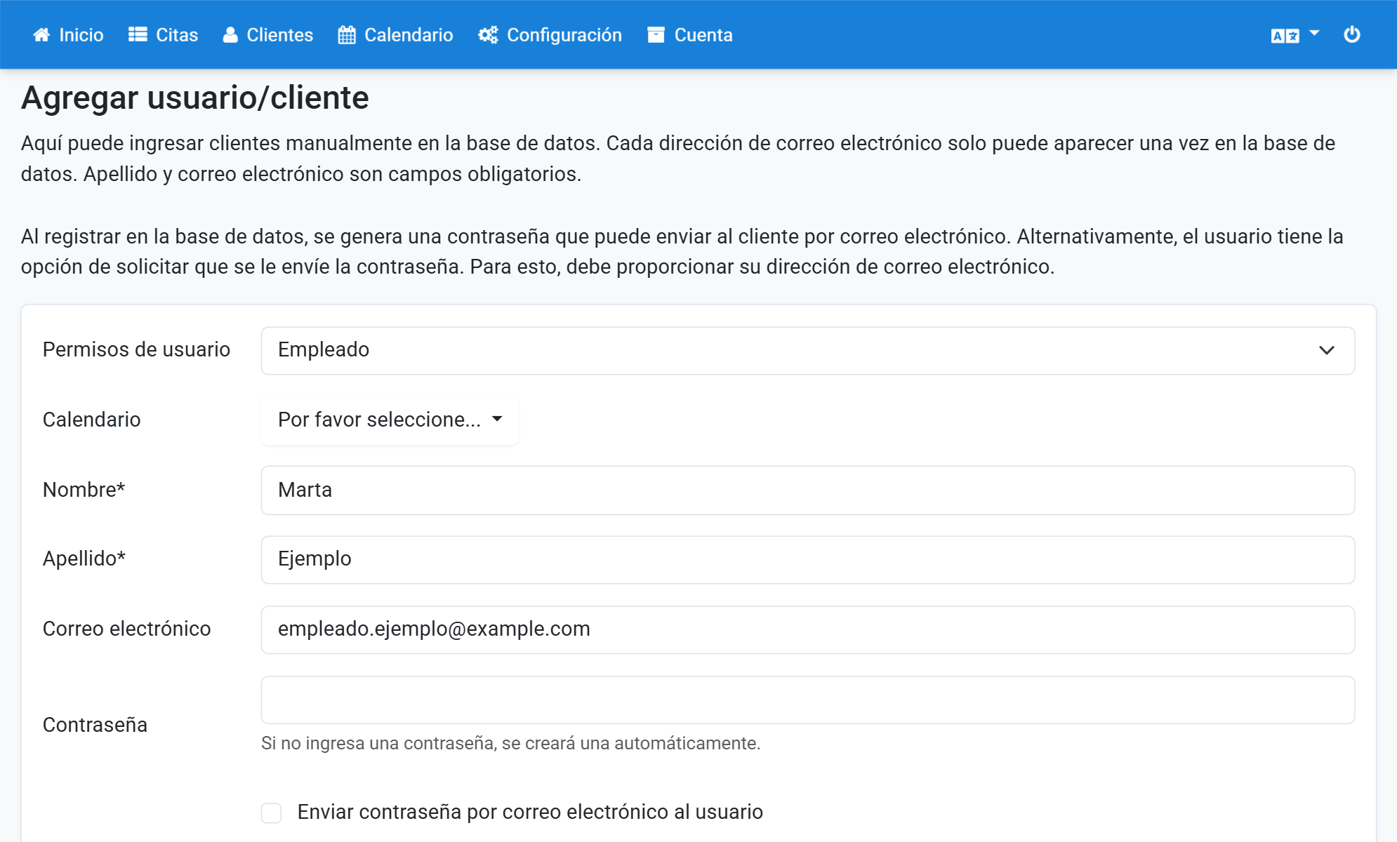 Introduzca los datos del cliente