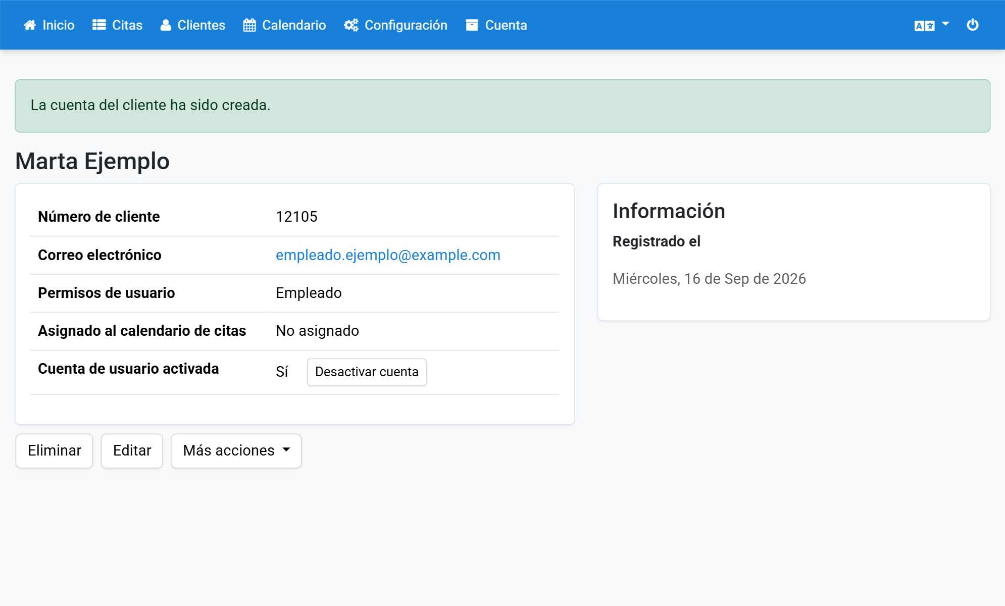 Recibirá un mensaje de confirmación cuando los datos se hayan guardado