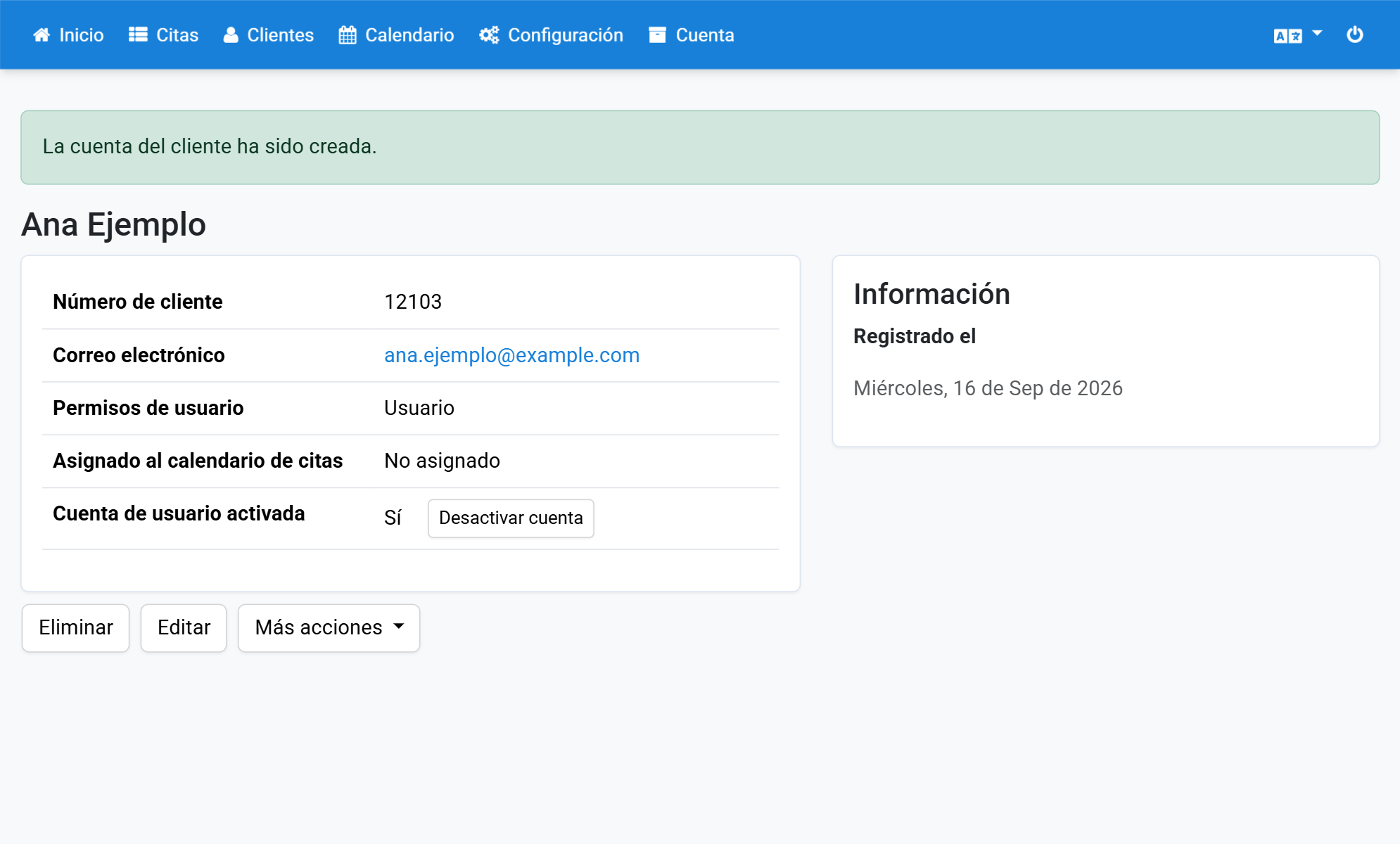 Recibirá un mensaje de confirmación cuando los datos se hayan guardado