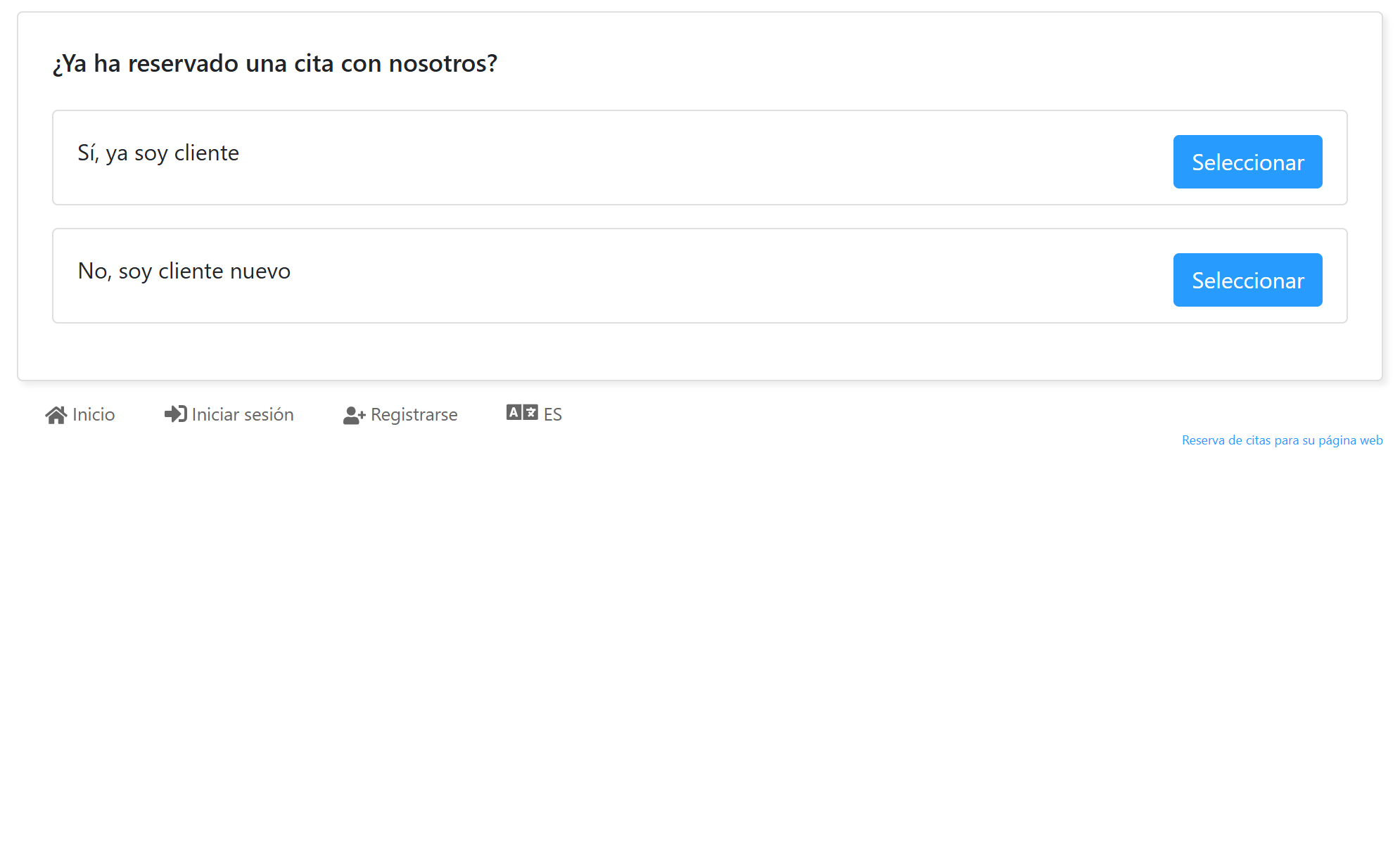 Haga clic en Seleccionar junto a No, soy cliente nuevo