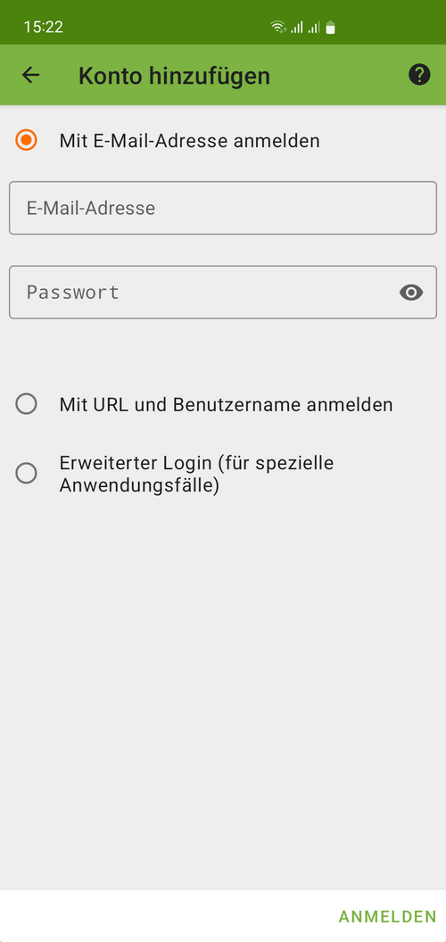 Seleccione Acceder con URL y nombre de usuario