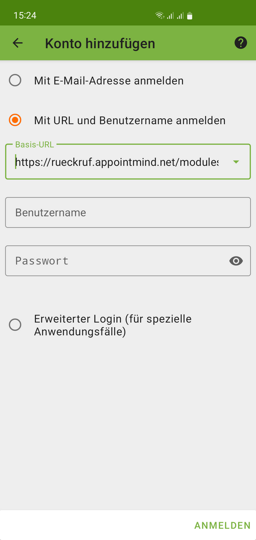 Pegue la URL en DAVx5