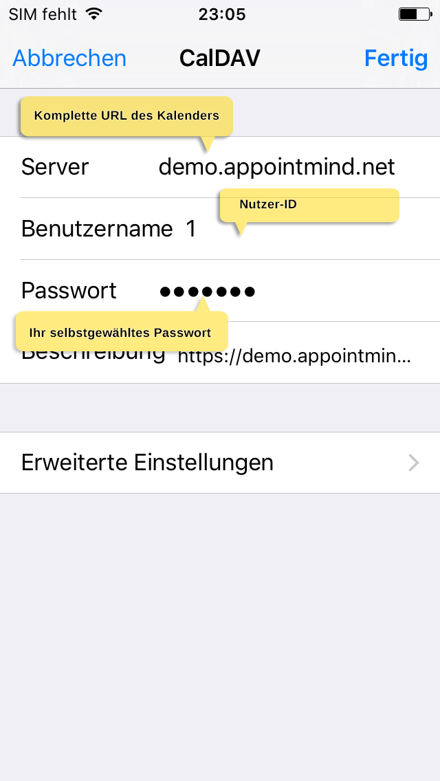 Introduzca los datos de acceso y seleccione OK