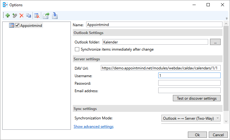 Pegue el número en Username en Outlook