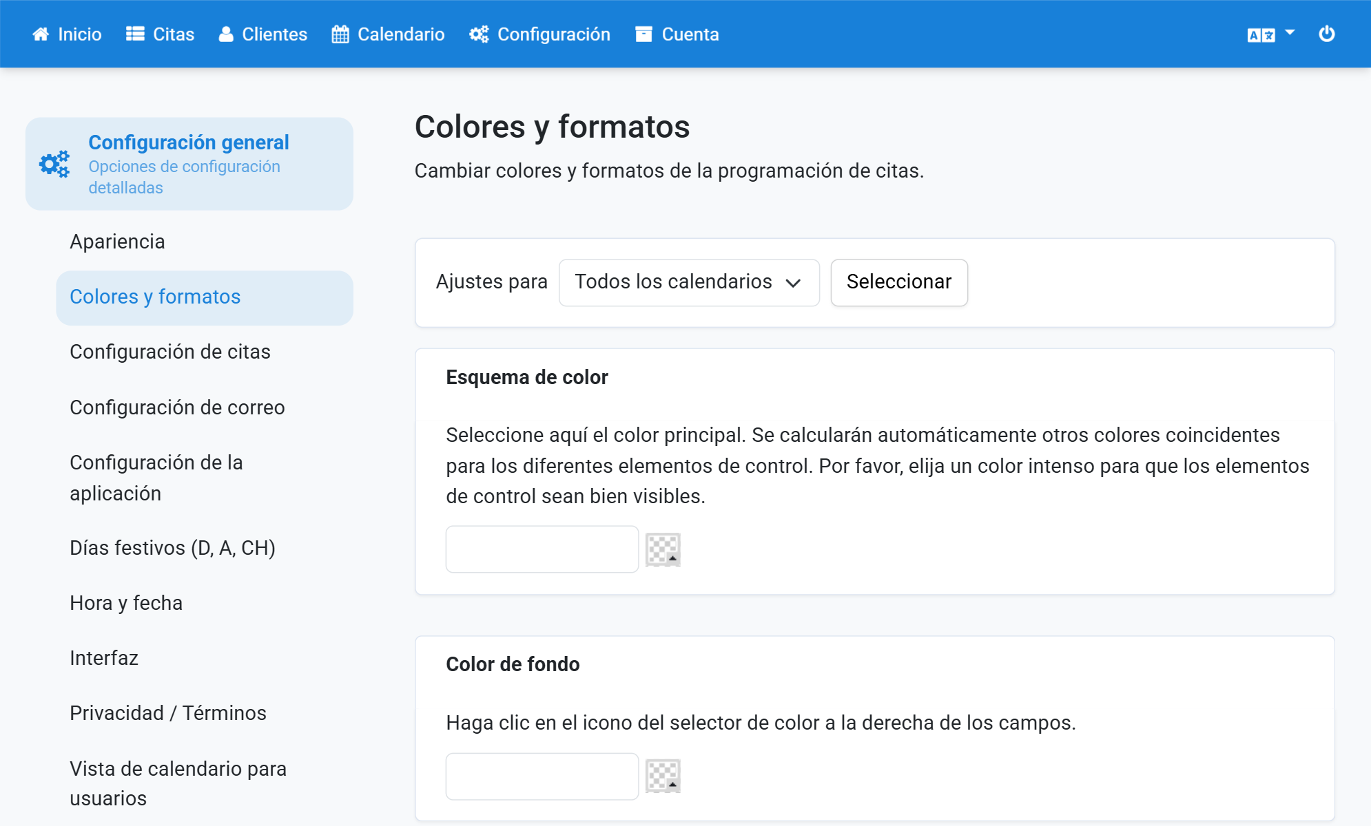 Haga clic en el icono del selector de color junto a una de las opciones