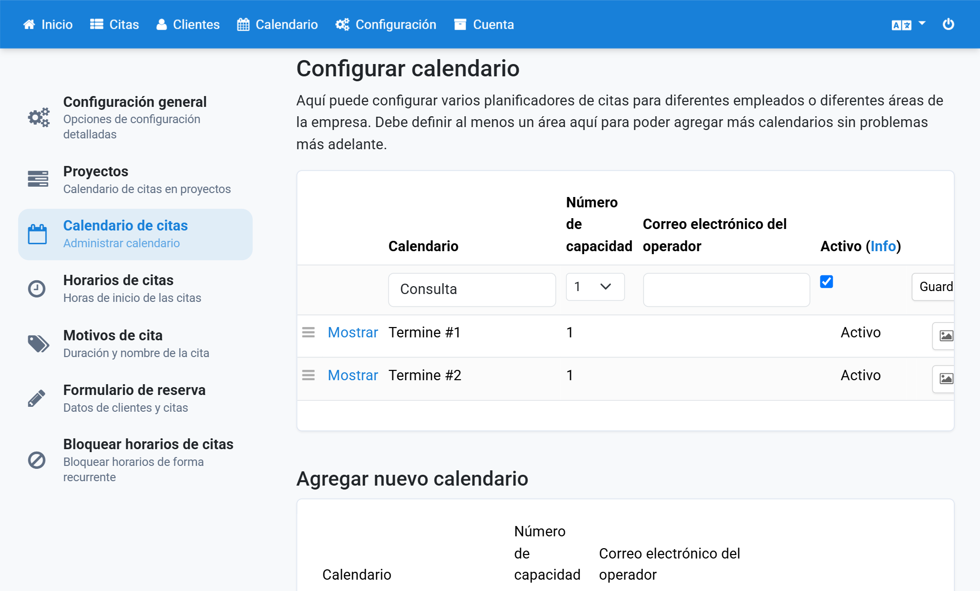 Introduzca el nuevo nombre del calendario