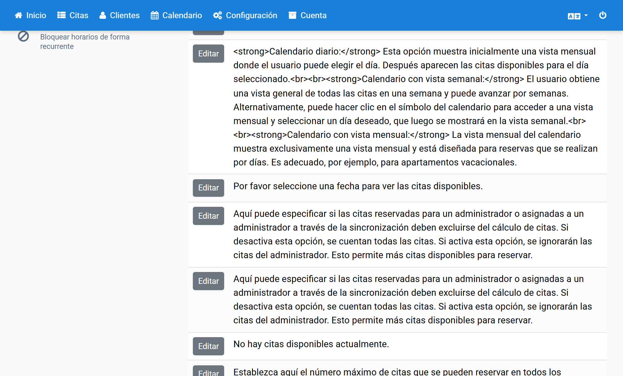 Haga clic en Editar junto al texto correspondiente