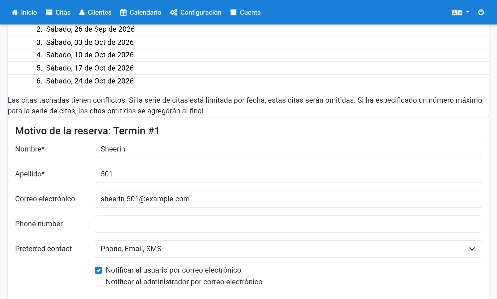 Compruebe los datos del cliente