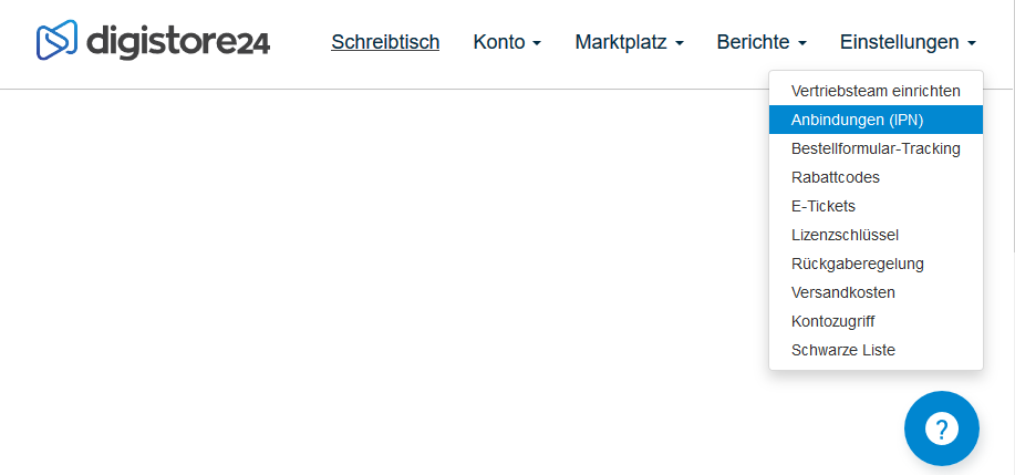 Seleccione Configuración / Integraciones (IPN)