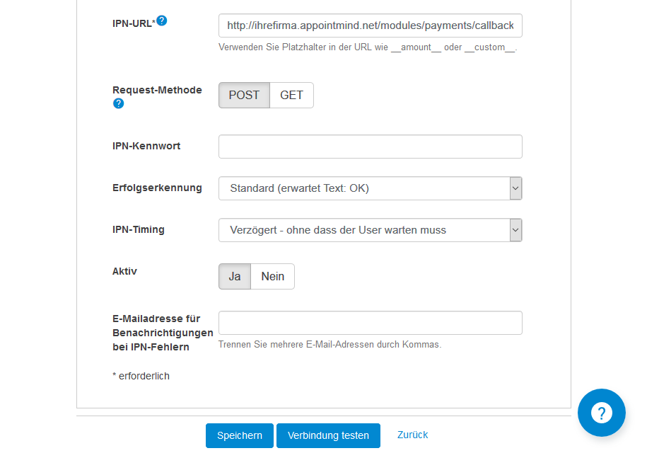 Pegue la URL de IPN en Digistore24