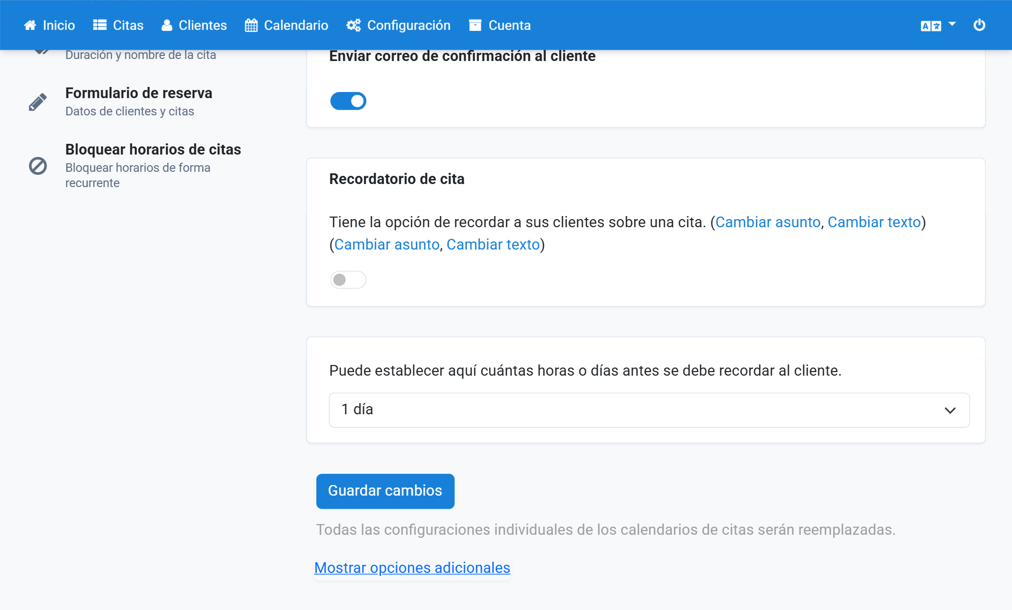 Desplácese hacia abajo para guardar los cambios