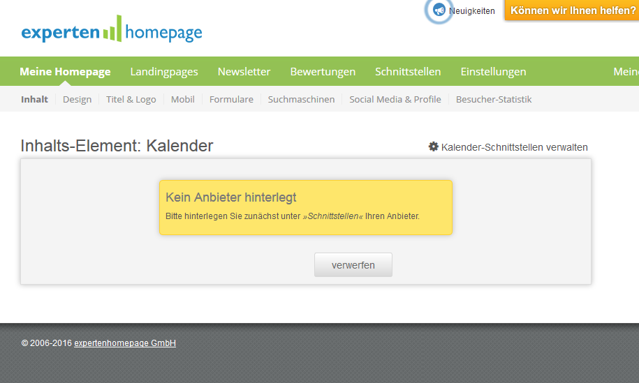Haga clic en &nbsp;Kalender-Schnittstellen verwalten