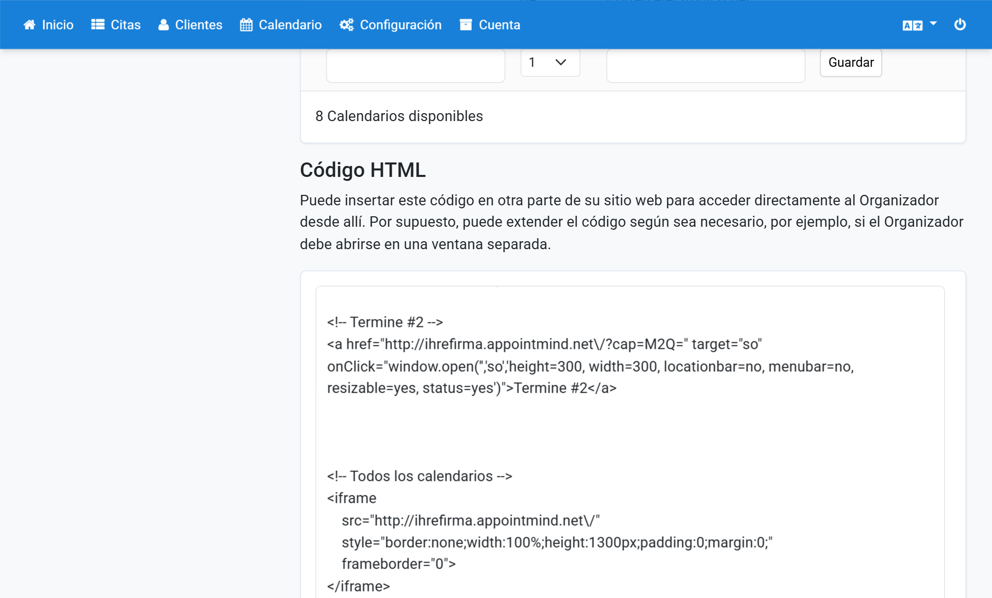 Copie el código e insértelo en su página