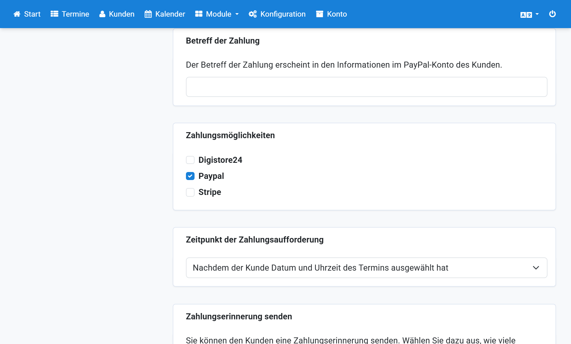 Active PayPal en Opciones de pago