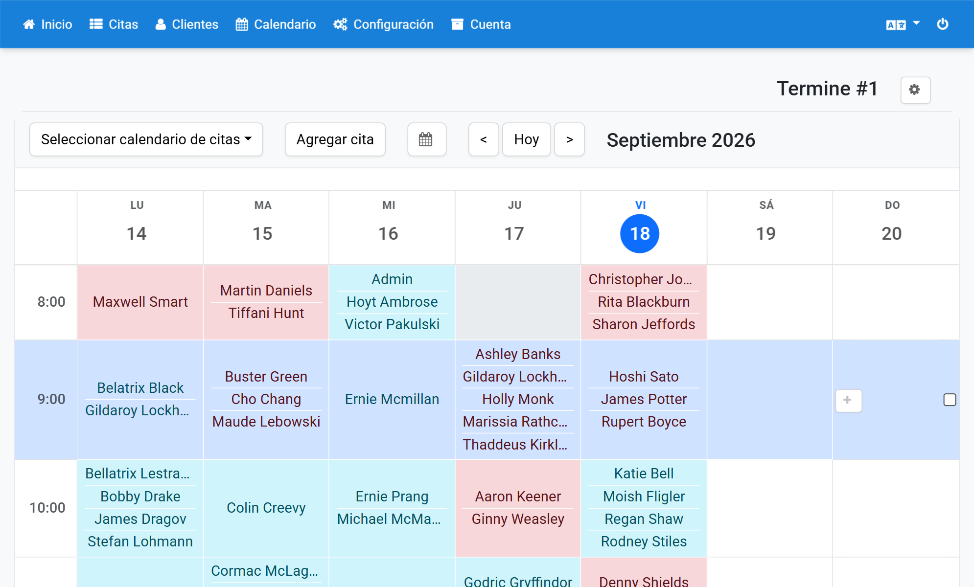 Elija un día y una hora y haga clic en el signo más