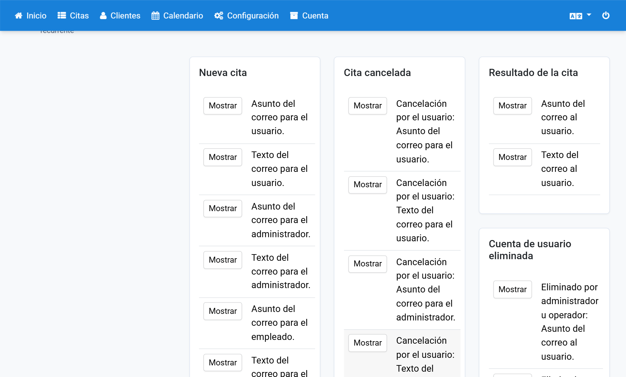 De este modo puede editar todos los textos y asuntos de correo. Elija las entradas correspondientes en la lista de textos buscados con frecuencia