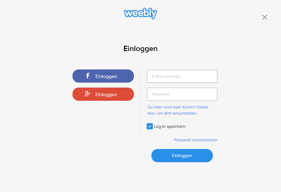 Inicie sesión en Weebly