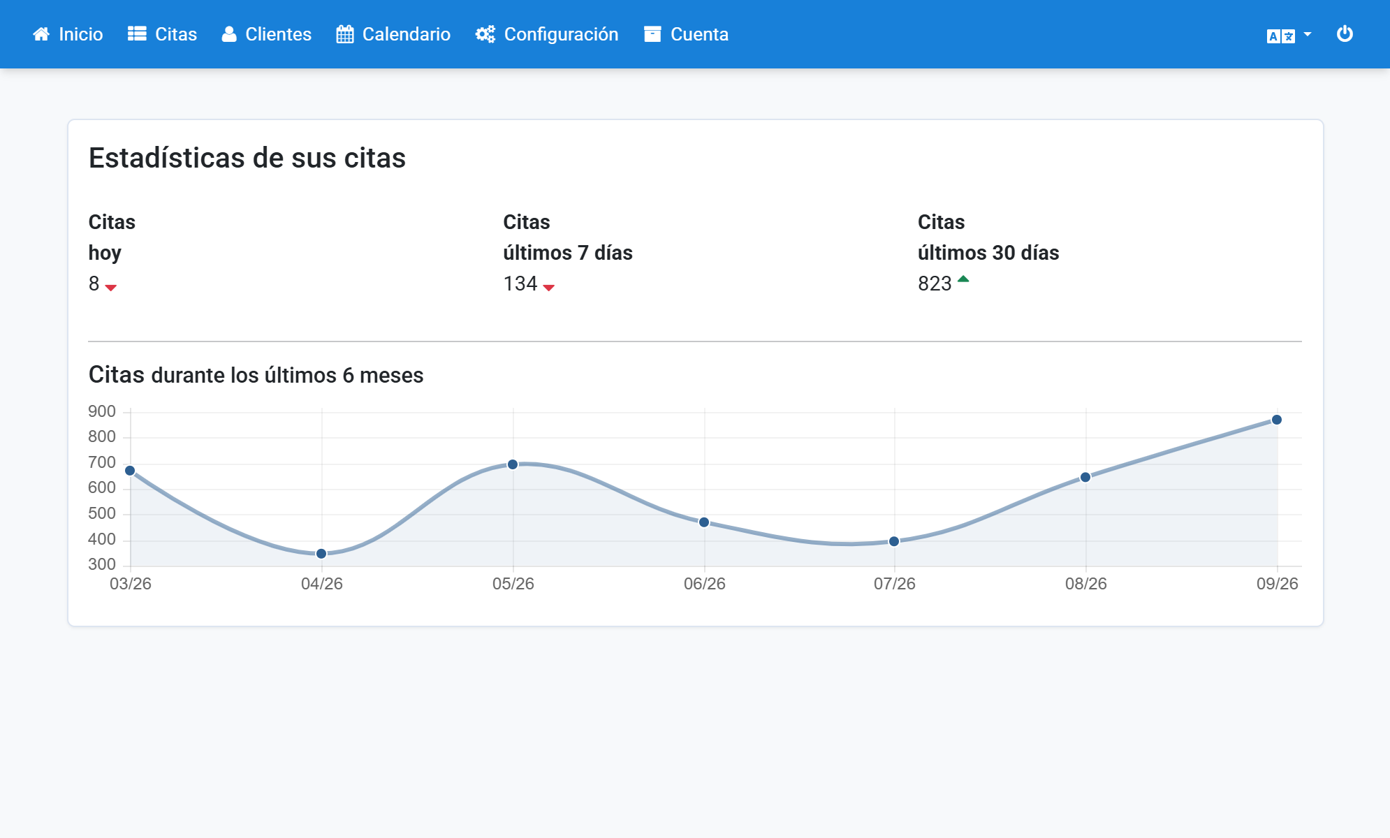 Haga clic en Configuración en la barra de navegación de Appointmind